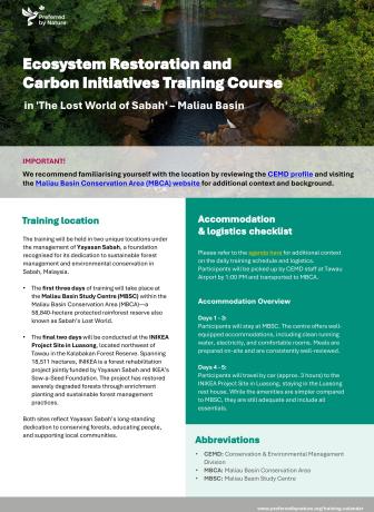 Ecosystem Restoration and Carbon Initiatives Training Course - info sheet