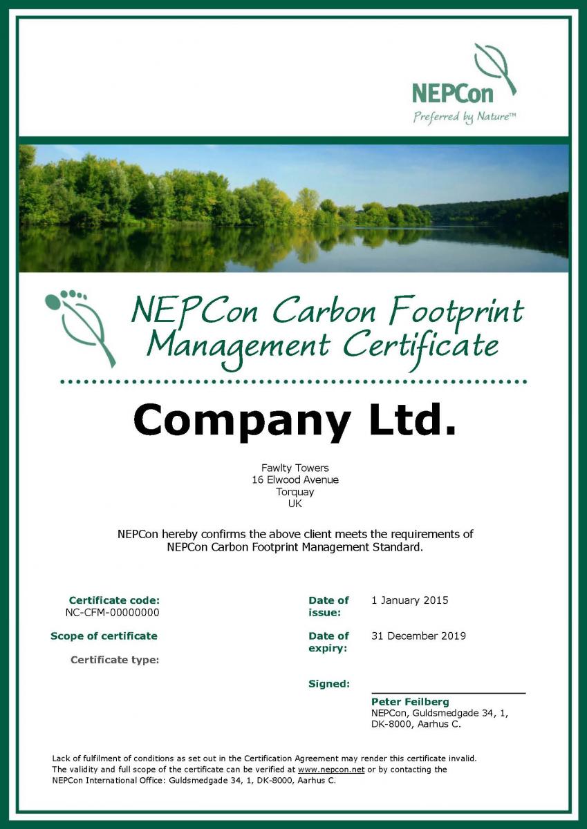 Sample CFM certificate