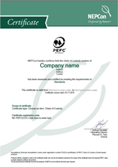 PEFC CoC certificate