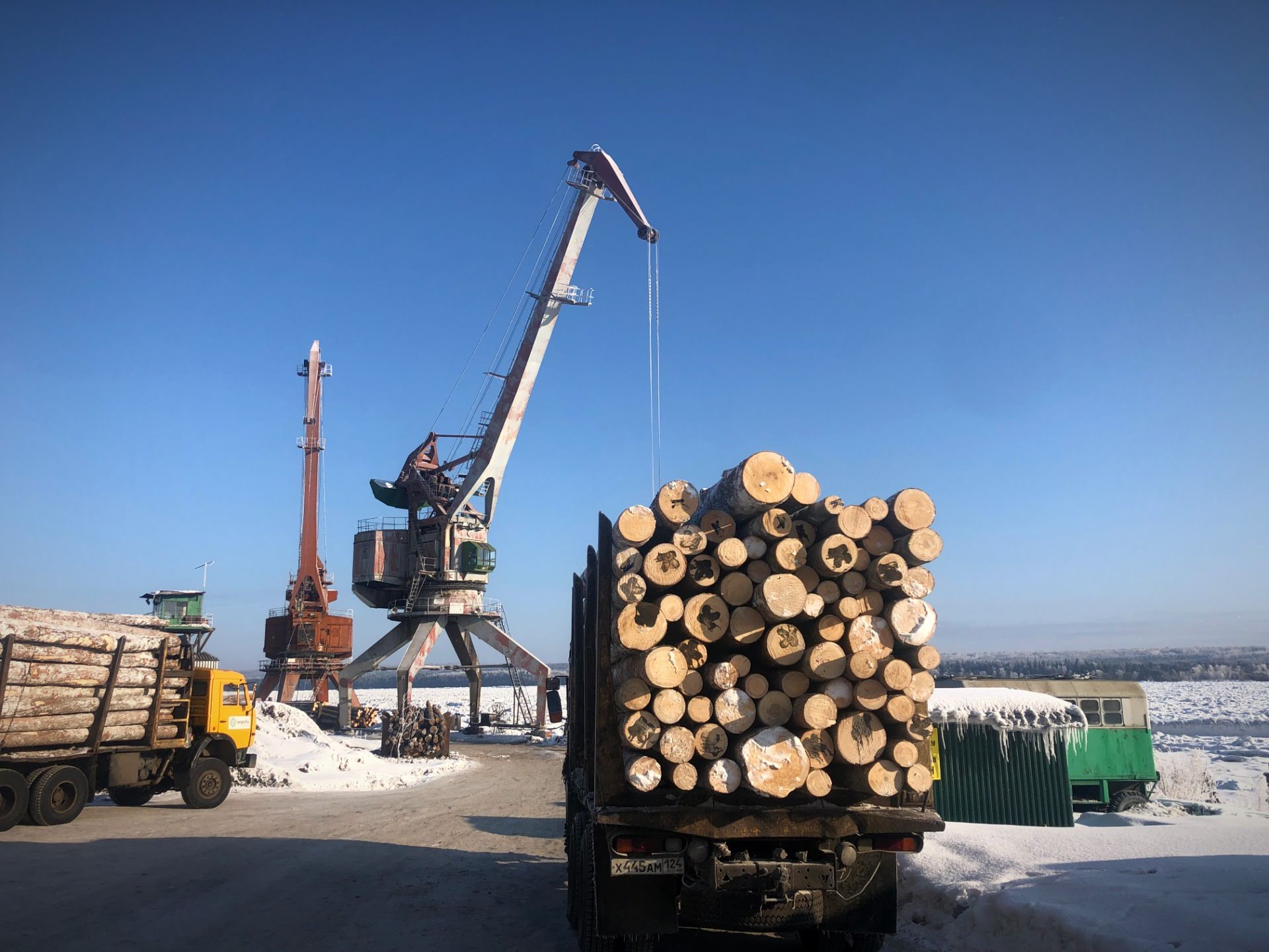 Loading logs on truck